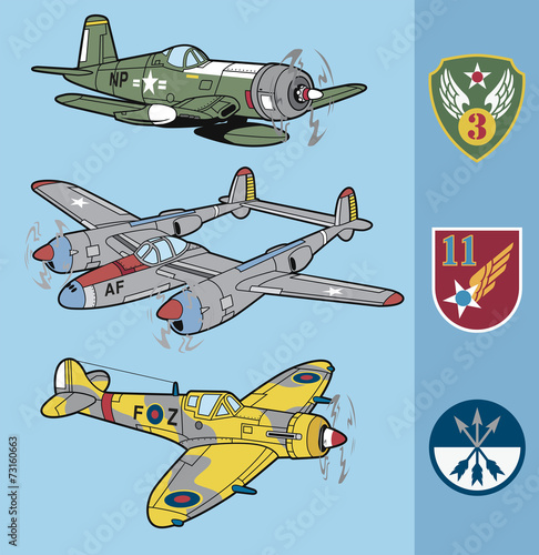 Vintage war fighter planes set 2