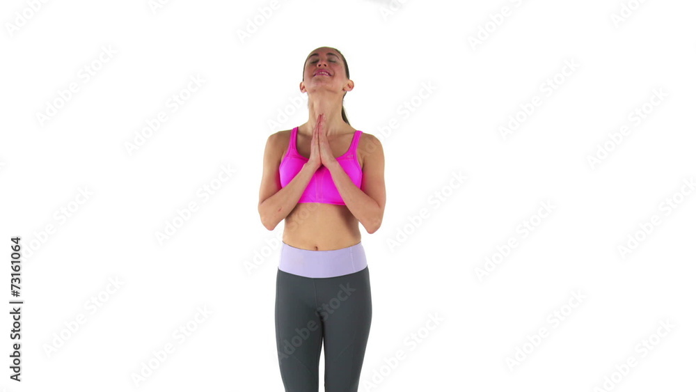 model isolated on white with fingers crossed model isolated on white with fingers crossed