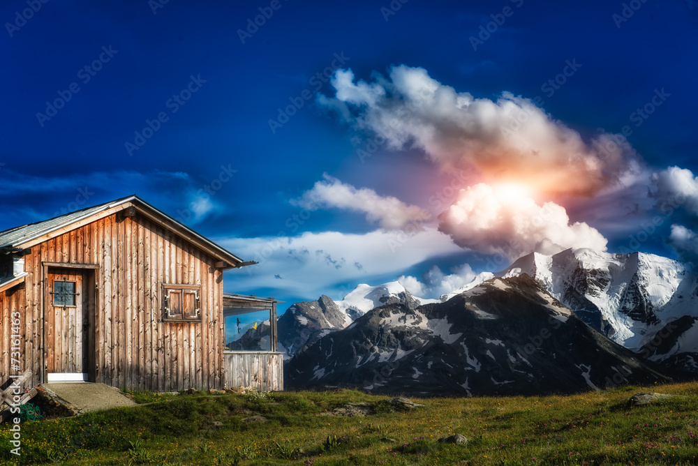 isolated mountain hut isolated mountain hut