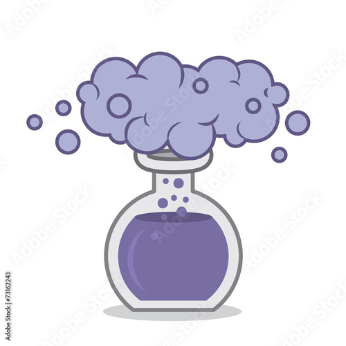 Chemistry beaker with purple smoke reaction