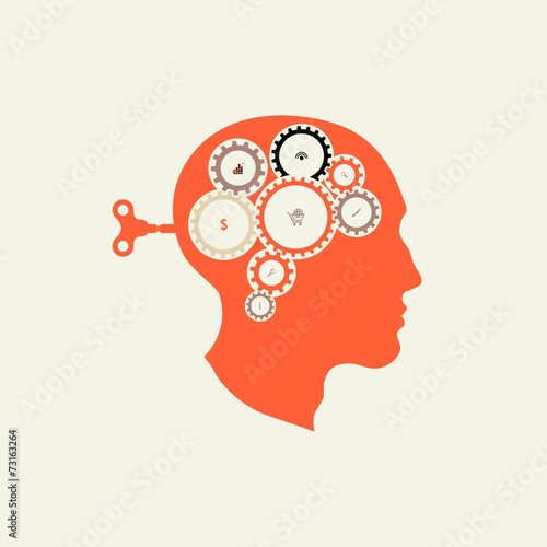 Silhouette head with the key men in back