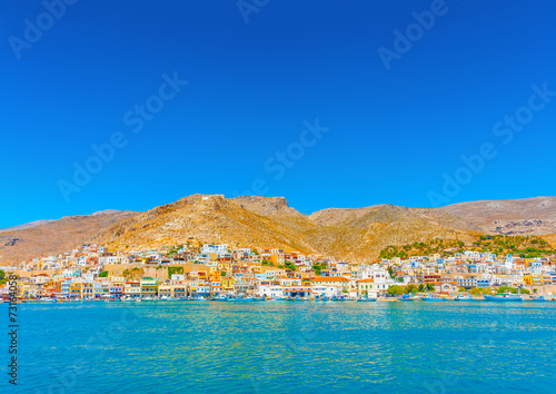 view of the main port of Kalymnos island in Greece