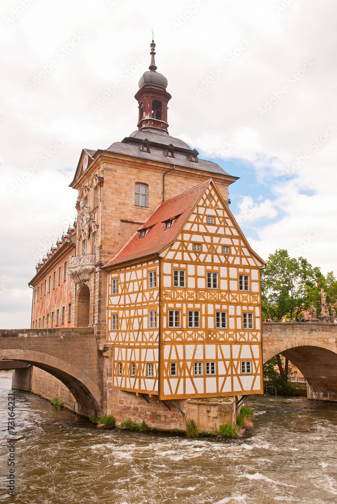 Bamberger Rottmeisterhäuschen auf der Brücke über der Regnitz