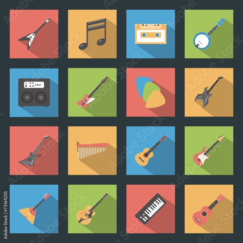 Musical Instruments flat icons set