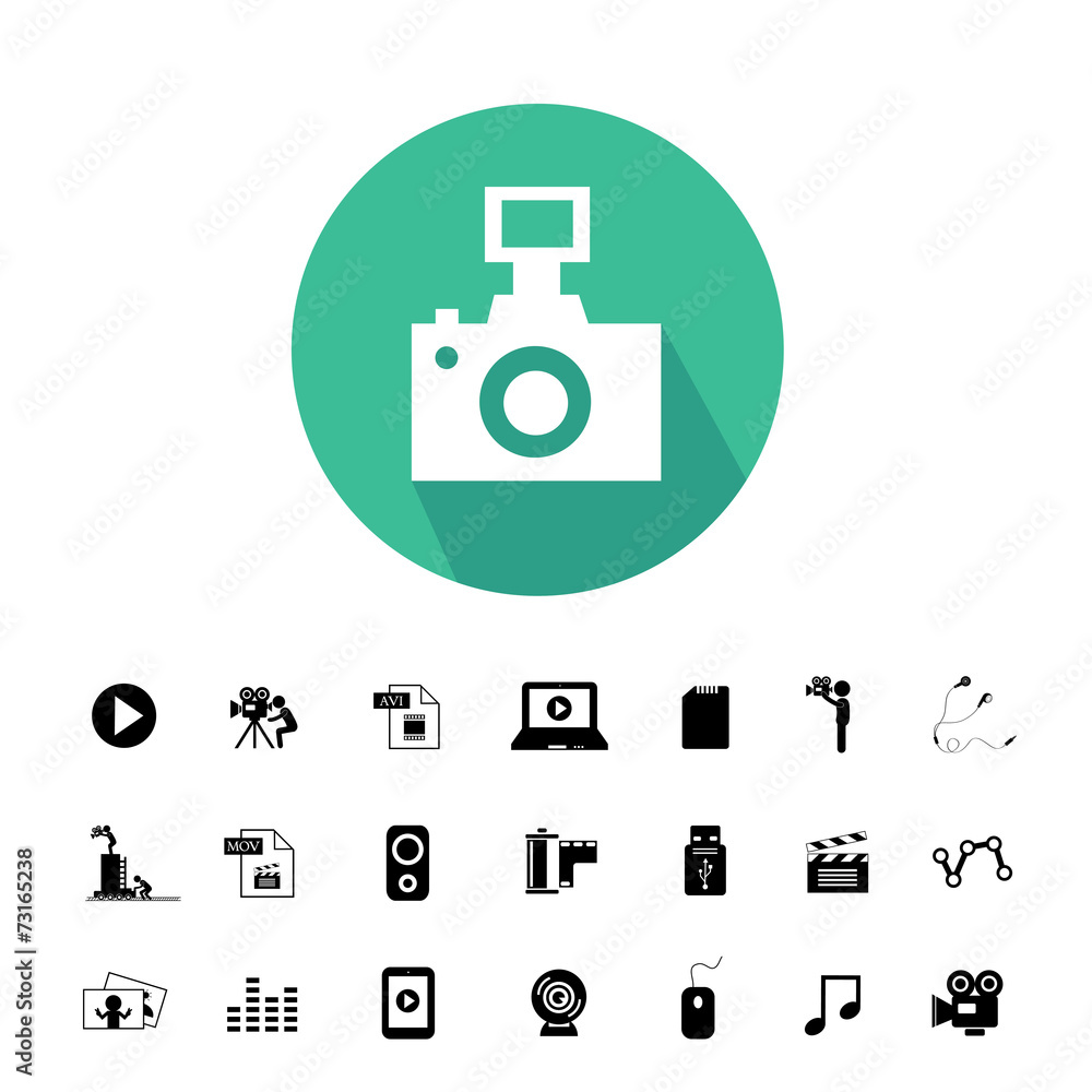 Obraz premium camera and media icon set