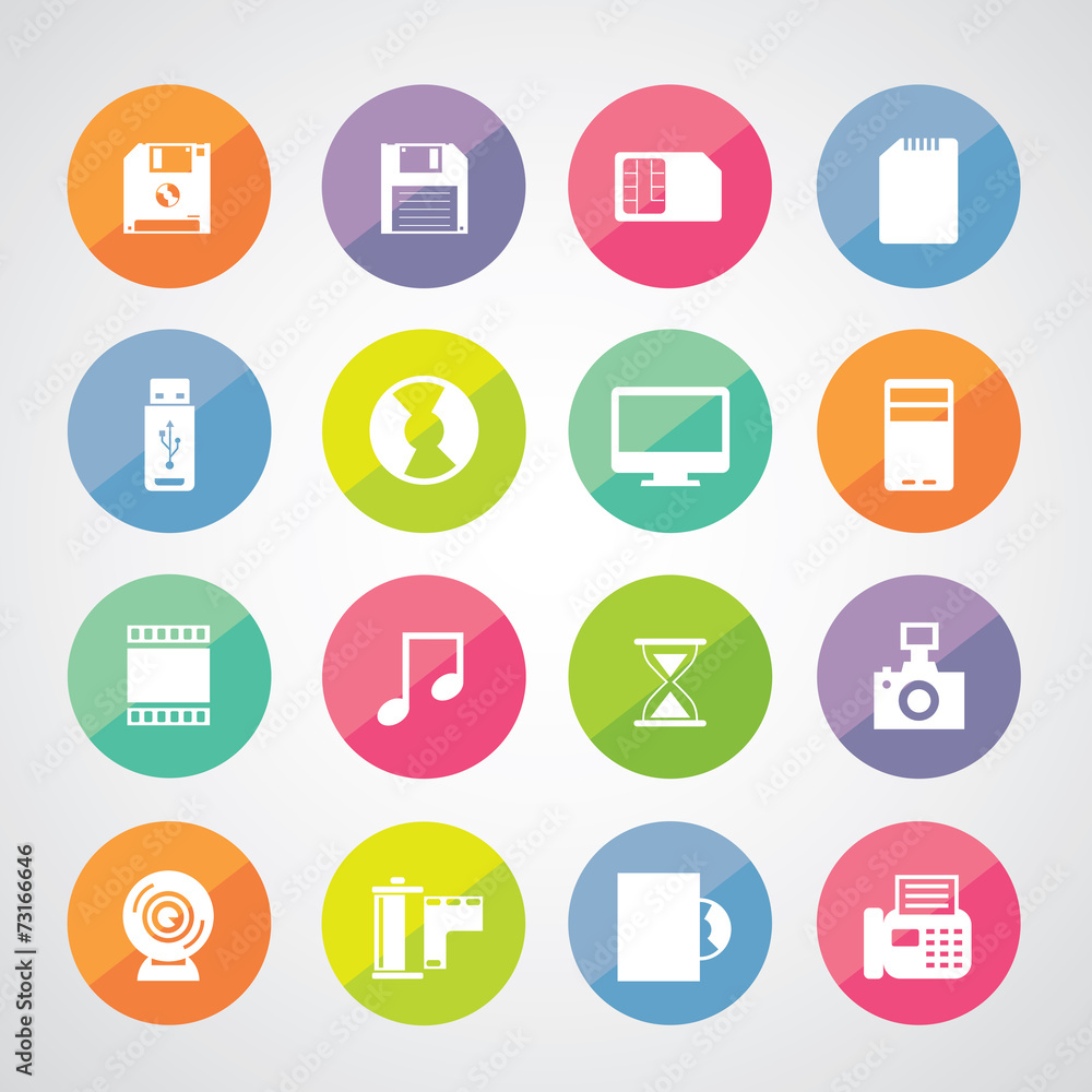 Computer and storage icons set