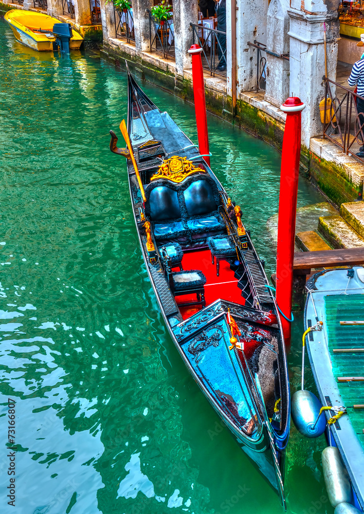 Traditional Gondolas at Venicee Italy. HDR processed