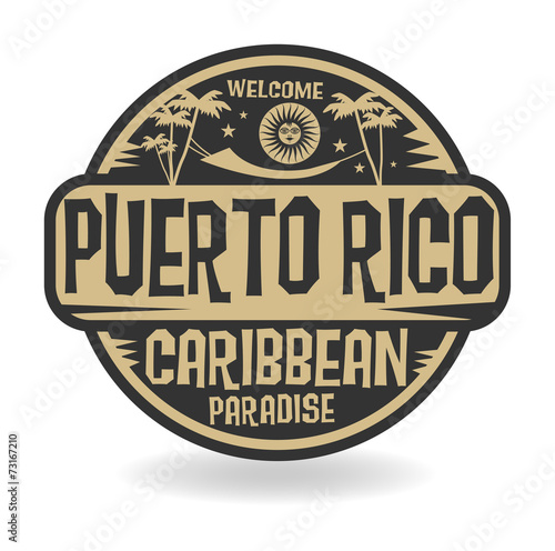 Stamp or label with the name of Puerto Rico