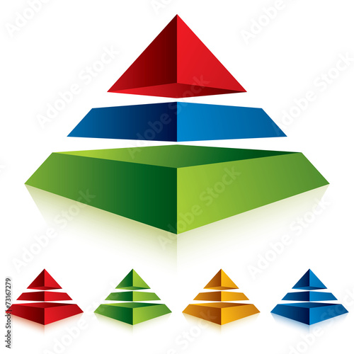 Pyramid icon with three lay...