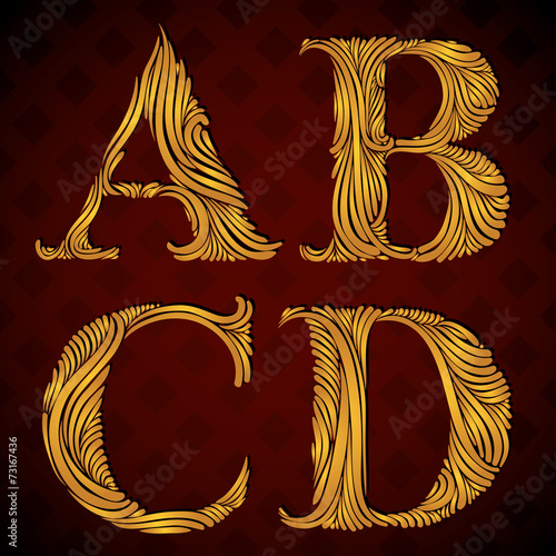 Floral letters a b c d.