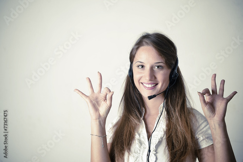 Customer support operator close up portrait