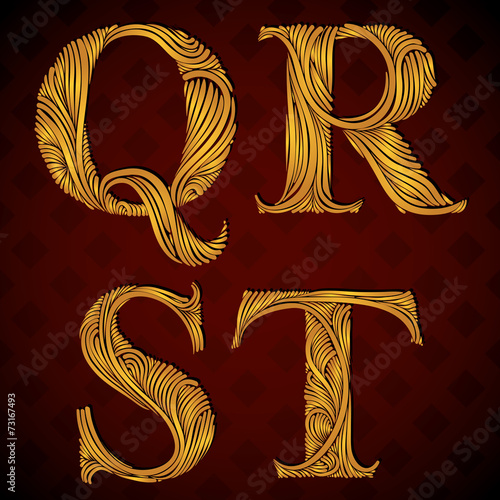 Floral letters q r s t.