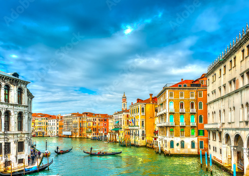 Gondolas in Main Canal of Venice Italy. HDR processed © imagIN photography
