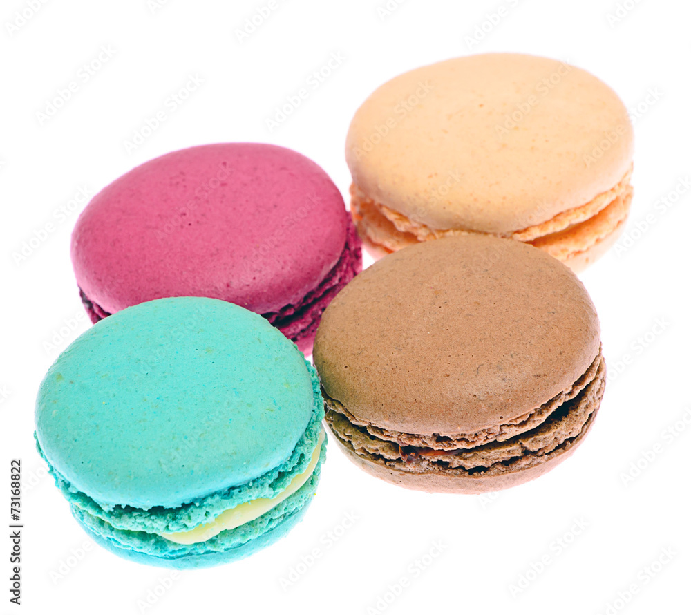 Sweet Tasty Macaroons Isolated on White Background Sweet Tasty Macaroons Isolated on White Background
