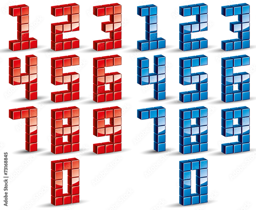 3d cubes numbers set. 3d cubes numbers set.