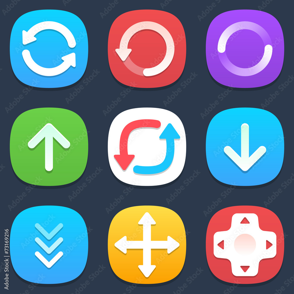 Set of arrows mobile icons in flat design Set of arrows mobile icons in flat design