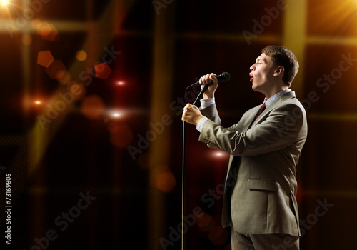 Businessman with microphone