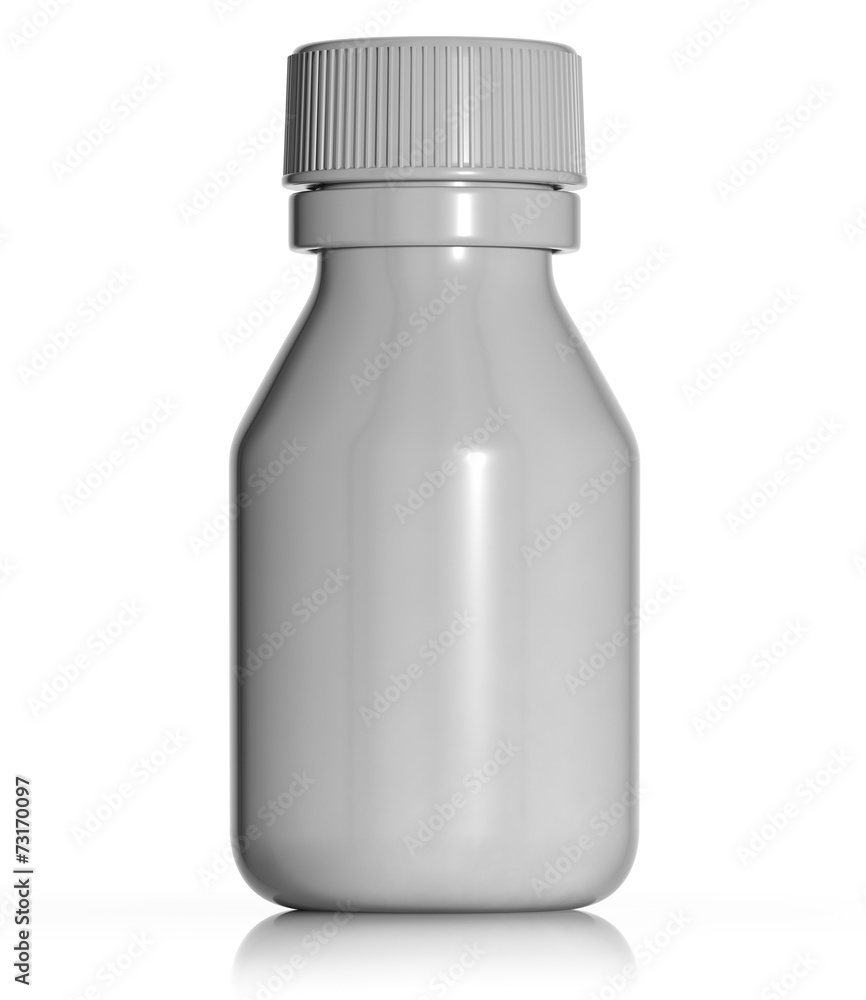 White plastic medical bottle. White plastic medical bottle.