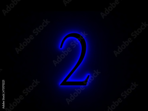 Obraz na płótnie neon light font number two w salonie