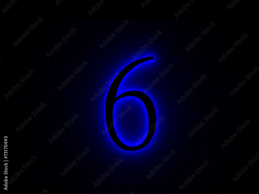 neon light font number six