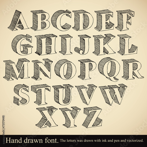 Hand drawn 3d font.