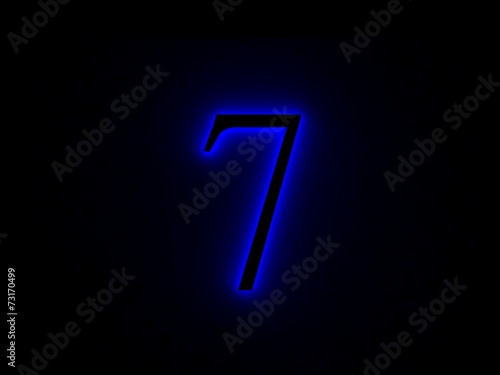 Obraz na płótnie neon light font number seven w salonie