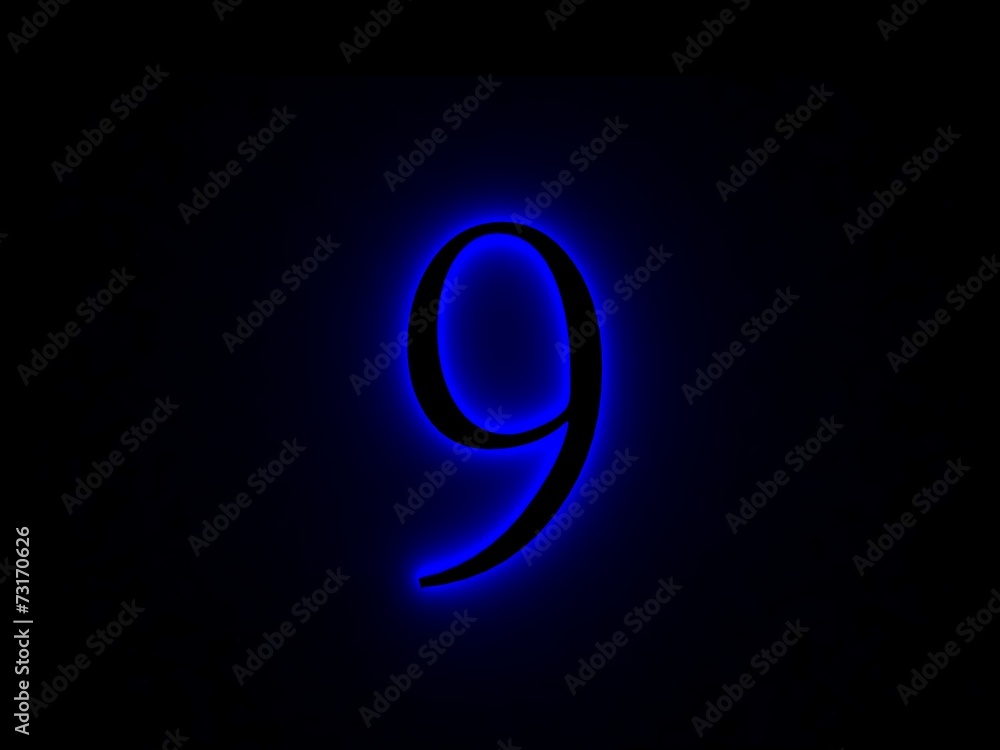 neon light font number nine