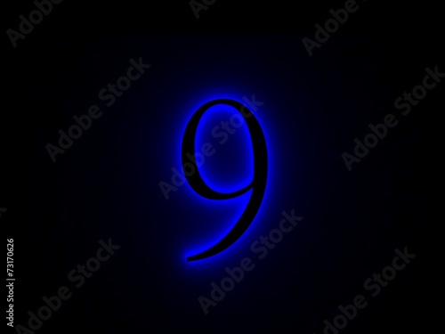 Obraz na płótnie neon light font number nine w salonie