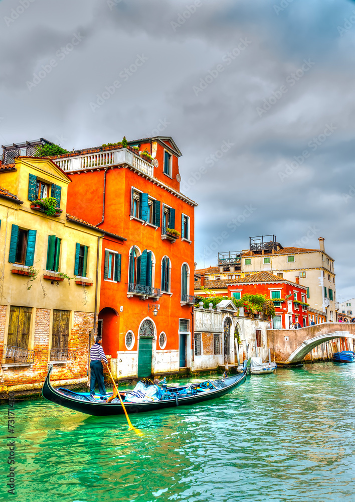 Fototapeta premium Traditional Gondolas at Venicee Italy. HDR processed