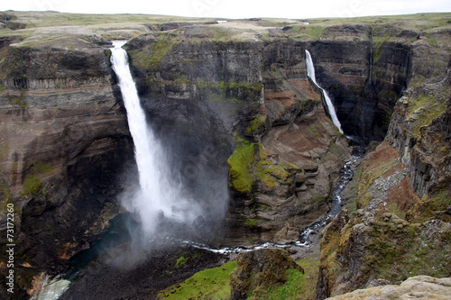 Waterfall Haifoss  Iceland