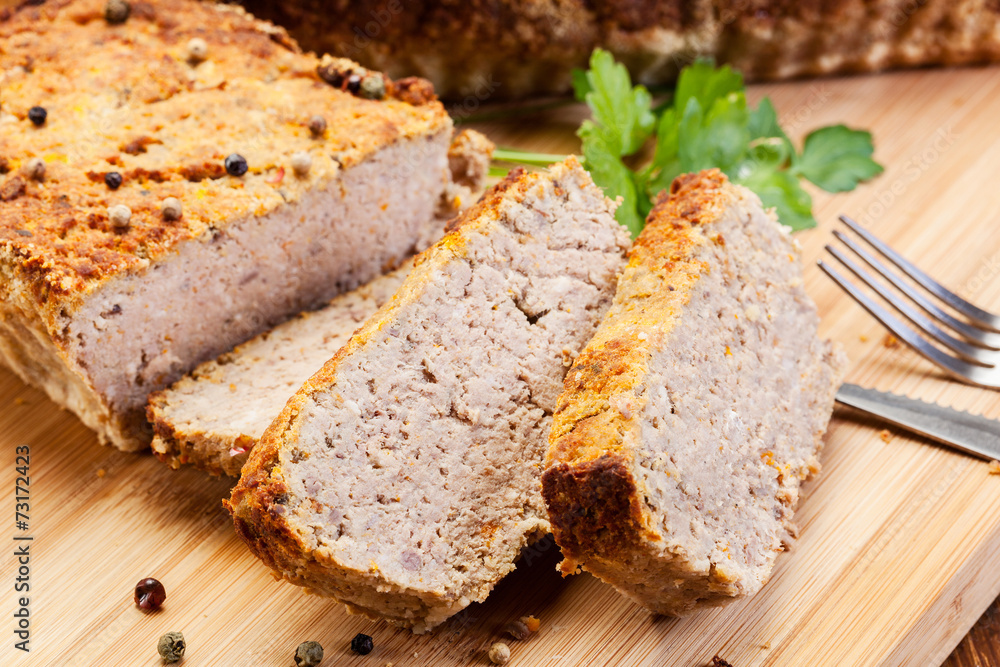 Traditional delicious meat pate with vegetables