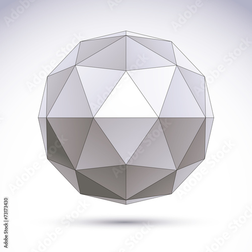 3D polygonal geometric object, vector abstract design element, c