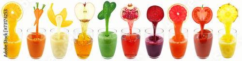 Fototapeta fruit and vegetable juices isolated on white