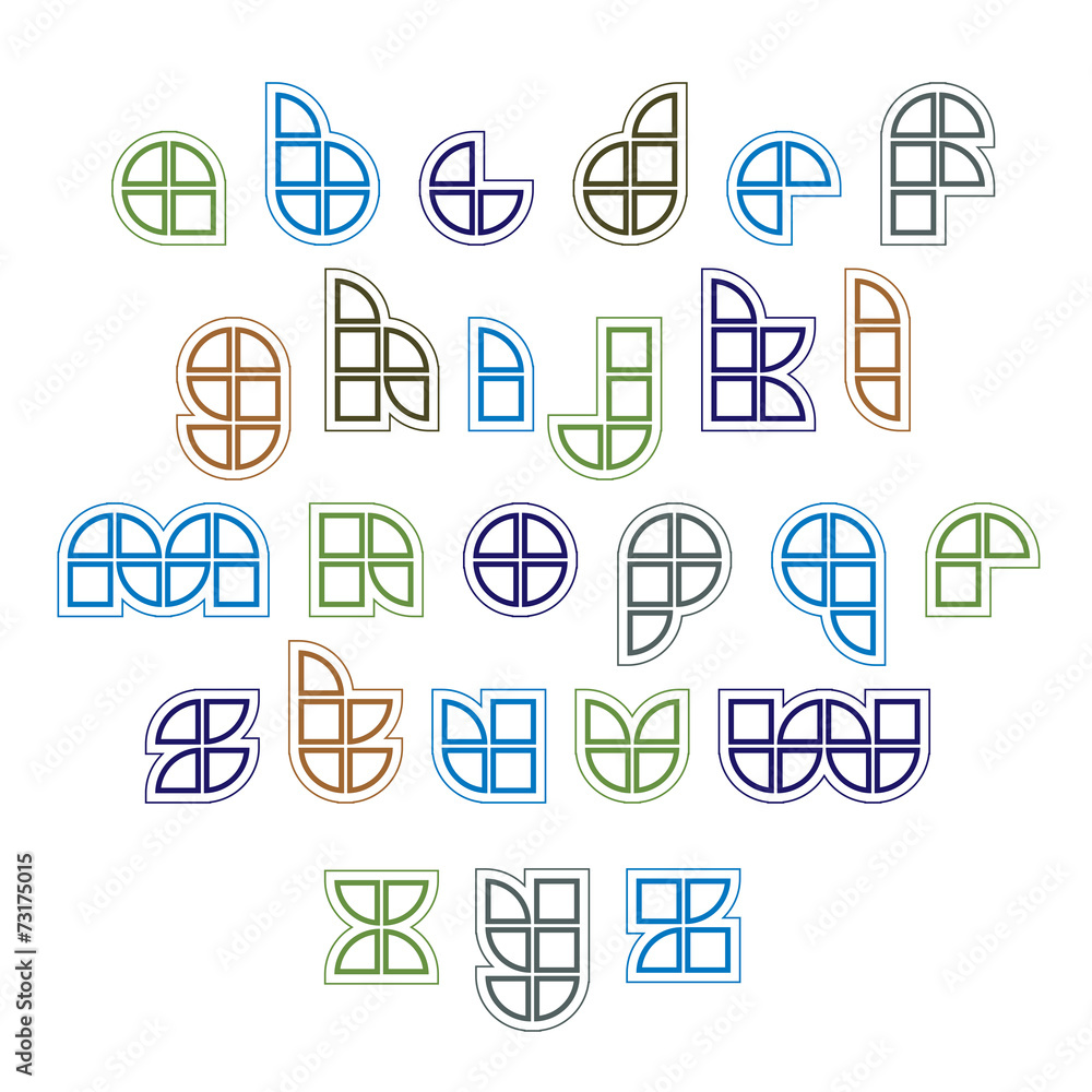 Extraordinary round vector font created from sectors and geometr Extraordinary round vector font created from sectors and geometr