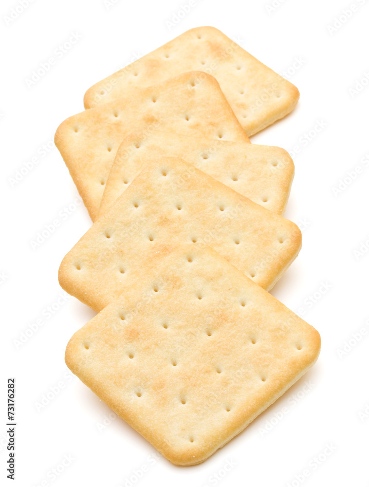 Dry cracker cookies isolated on white background cutout Dry cracker cookies isolated on white background cutout