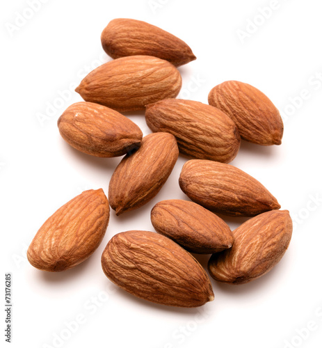 Fotobehang almond nuts isolated on white background close up