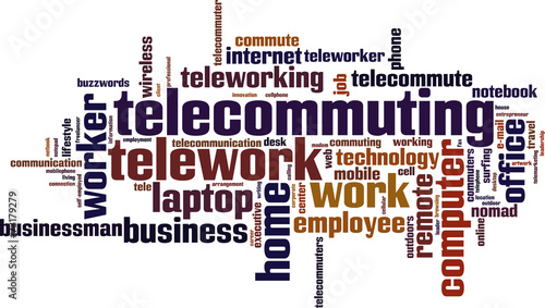 Telework word cloud concept. Vector illustration