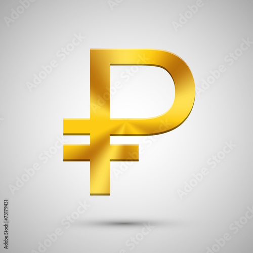 Vector modern gold ruble icon on gray background