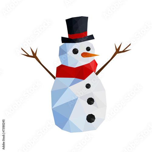 Illustration of funny origami snowman with joben photo