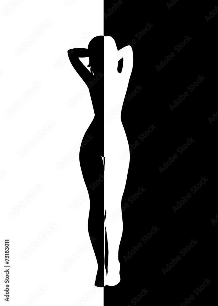 Fashion black and white woman posing Fashion black and white woman posing