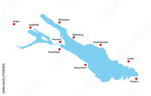 Bodensee Lake Constance Germany Shape Map Very Detailed