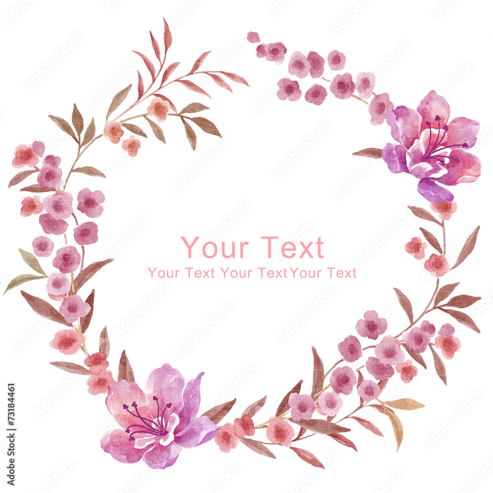 Fototapeta premium watercolor floral illustration collection. flowers arranged un a shape of the wreath perfect