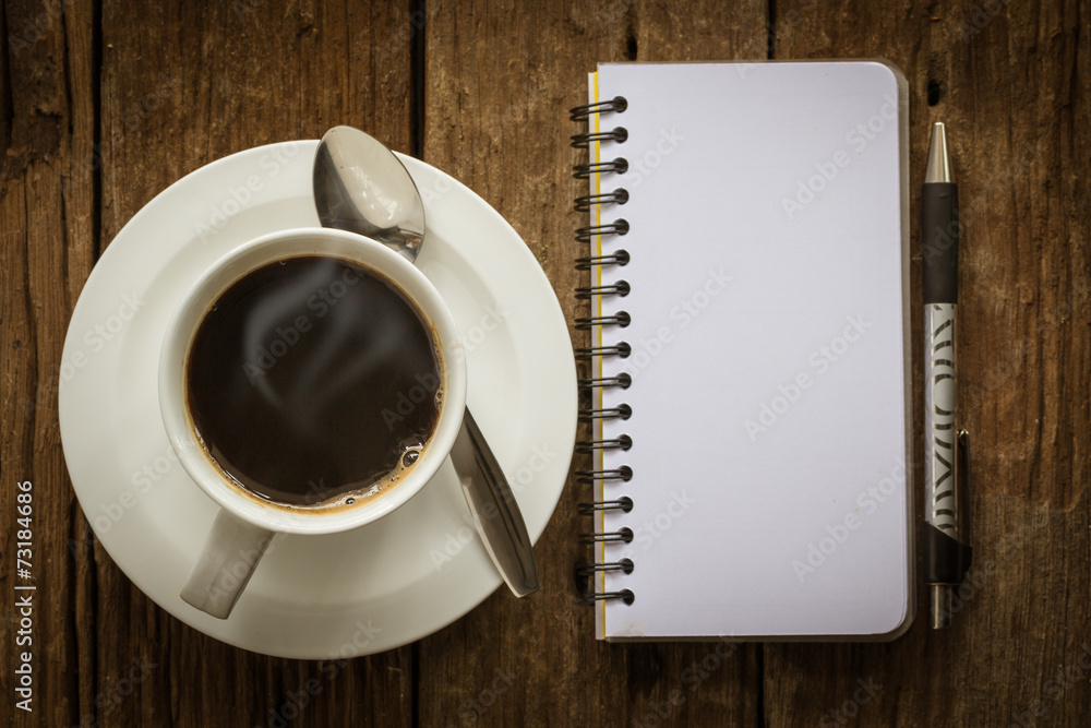 Black coffee with notebook Black coffee with notebook