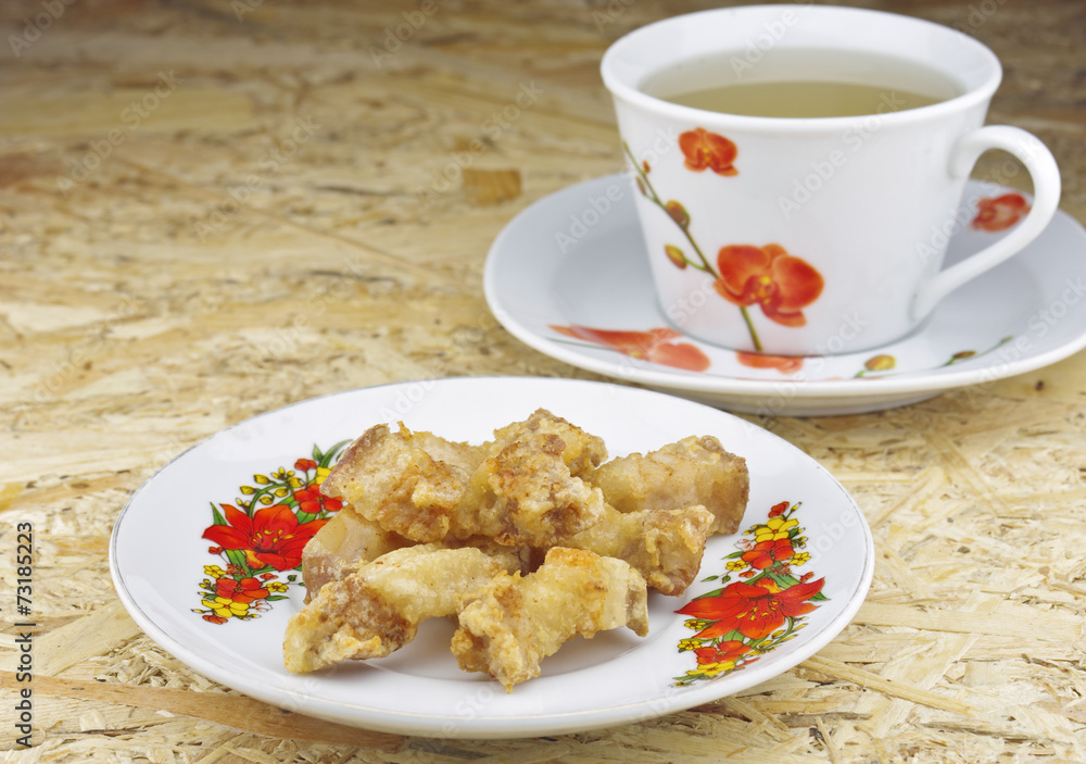 fried pork with tea fried pork with tea