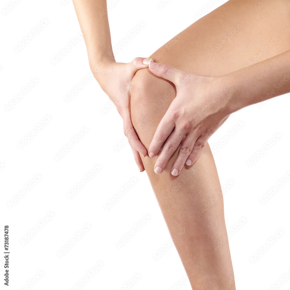Pain in woman knee.