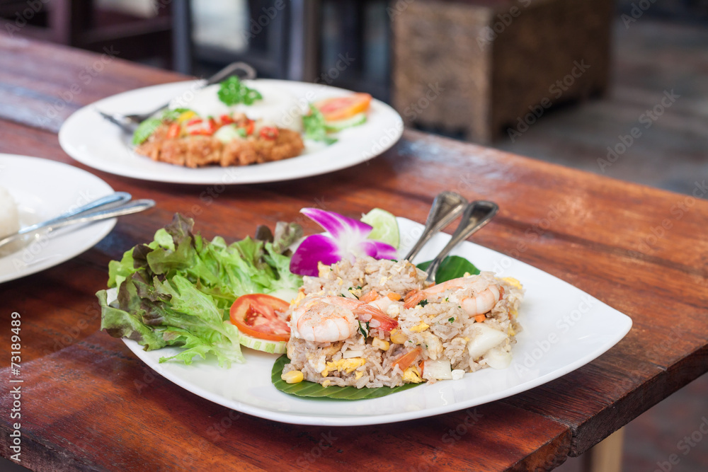 Fried rice with salted egg and shrimp Fried rice with salted egg and shrimp