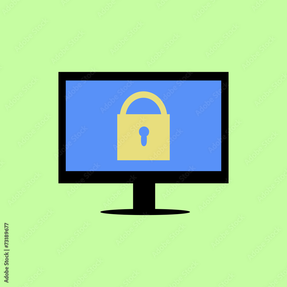 Flat style computer with lock Flat style computer with lock