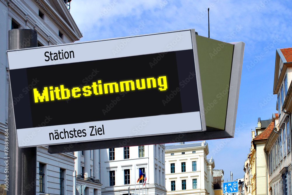 Fototapeta premium Strassenschild 27 - Mitbestimmung
