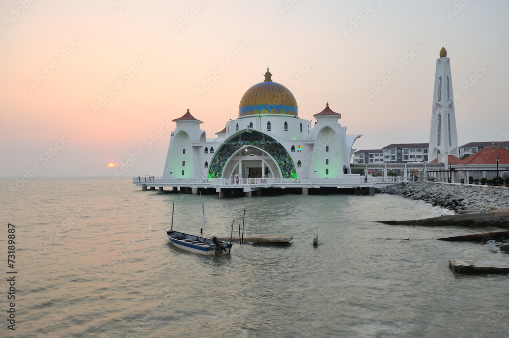Strait mosque during sunset