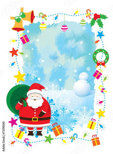 Santa, Decorate, Border & Background (with Gradient Mesh)